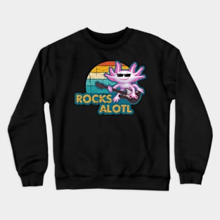 Rocksalotl Axolotl Guitar Rock Music Crewneck Sweatshirt